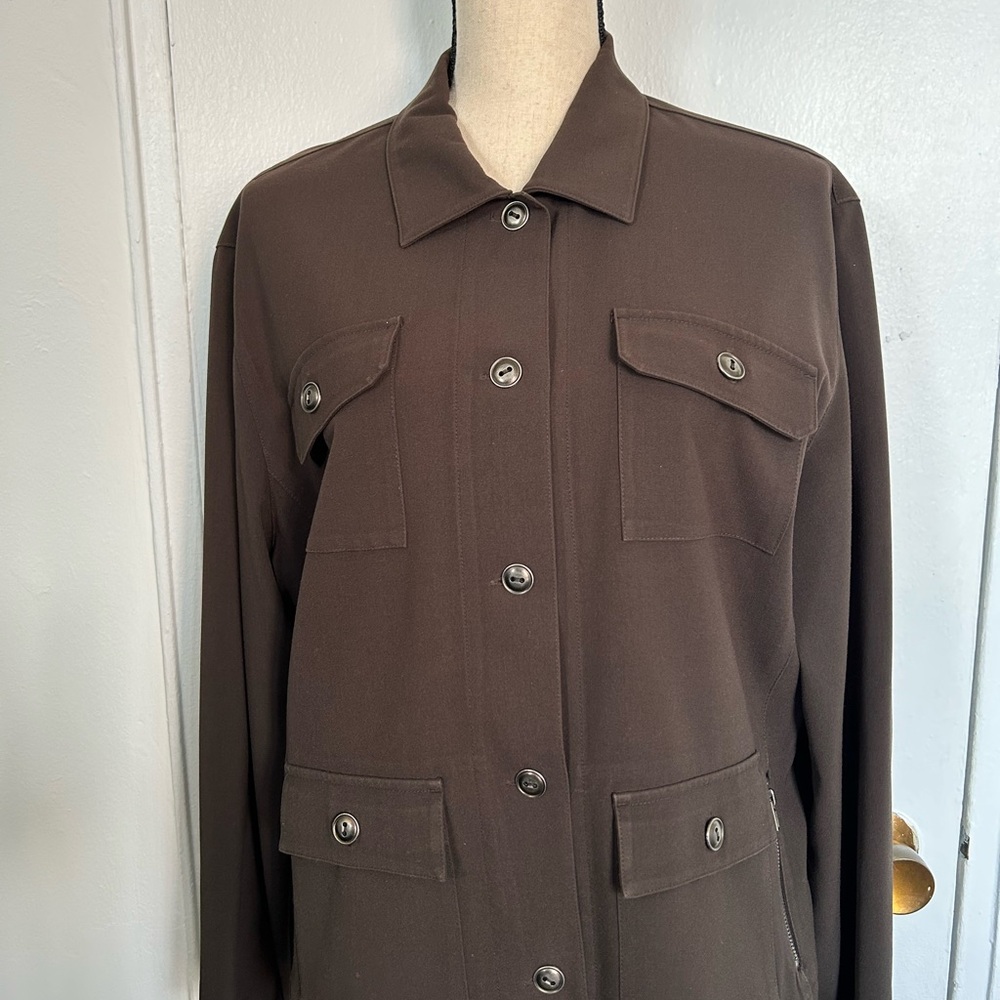 CHICO’S Brown Button-up Jacket, Size 2 (Note: This is CHICO’S Sizing)